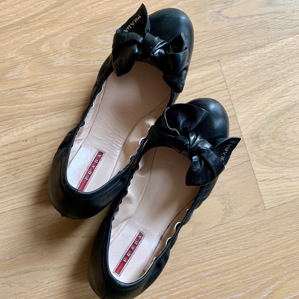 Prada black ballet flat shoes （size 39）